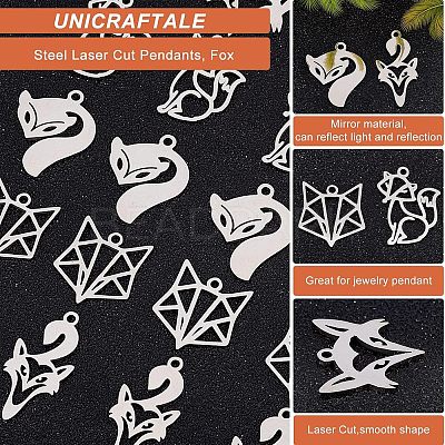 20Pcs 5 Styles 201 Stainless Steel Pendants STAS-UN0035-61-1