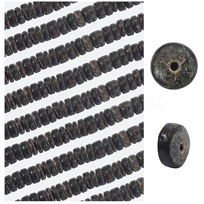 6 Strands Natural Coconut Shell Rondelle Bead Strands COCB-SC0001-02B-1