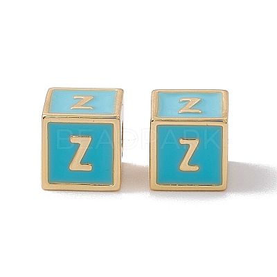 Rack Plating Brass Enamel Beads KK-B060-04G-06Z-1
