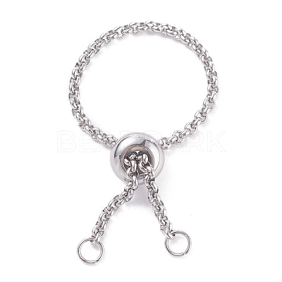 304 Stainless Steel Rolo Chains Slider Ring Findings RJEW-JR00443-02-1