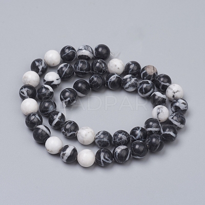Natural Gemstone Imitation Zebra Jasper Beads Strands G-G829-07-8mm-1