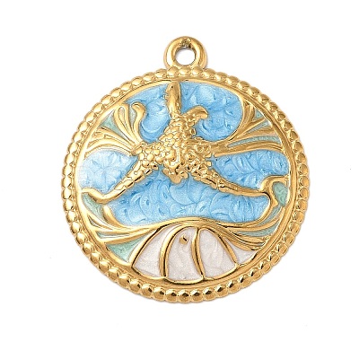 304 Stainless Steel Enamel Pendants STAS-A092-01B-G-1