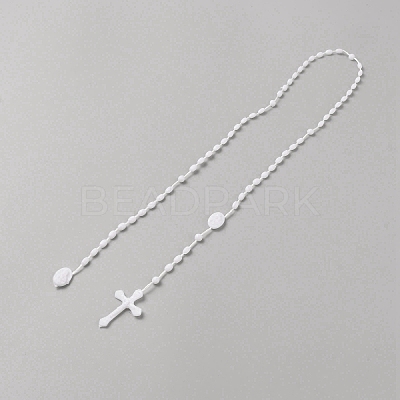 Plastic Rosary Bead Necklaces NJEW-WH0024-05E-1