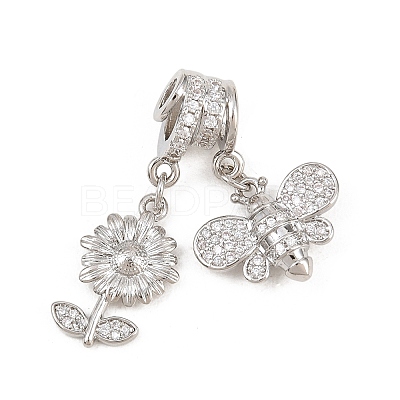 Spring Brass Pave Clear Cubic Zirconia Pendants KK-H268-13A-P-1