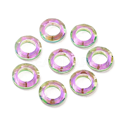 Electroplate Transparent Glass Linking Rings GLAA-F126-01-1