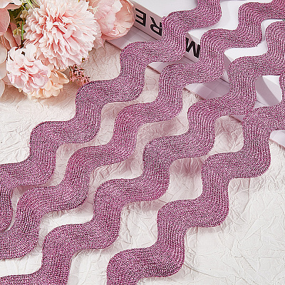 10 Yard Metallic Polyester Wavy Fringe Trim Ribbon SRIB-GF0001-38Q-1