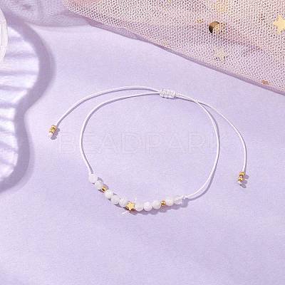Natural Round Moonstone Beads Braided Bead Bracelets for Women BJEW-JB11655-02-1