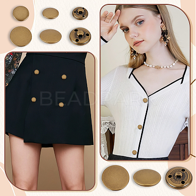 60Pcs 3 Style Brass Shank Buttons BUTT-GA0001-13-1