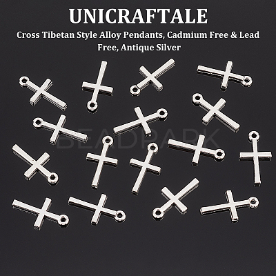 100PCS Cross Tibetan Style Alloy Pendants TIBEP-UN0001-10-1