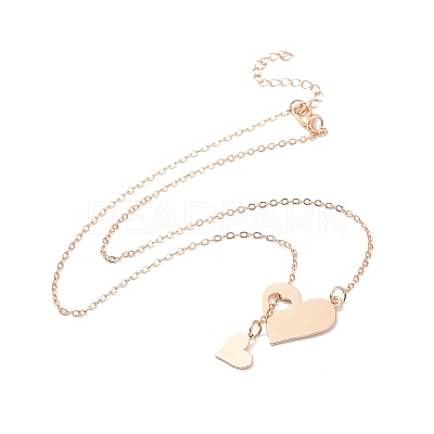 302 Stainless Steel Heart Puzzle Pendant Lariat Necklaces NJEW-I118-01KCG-1