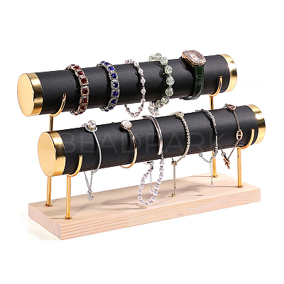 PU Leather 2 T Bar Bracelet Display Rack PW-WG82072-09-1