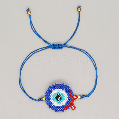 Bohemian Style Apple Shape Evil Eye Charm Glass Seed Bead Link Bracelets SC9475-3-1