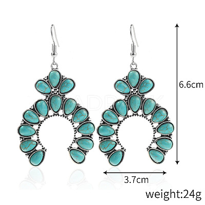 Bohemian Style Alloy Synthetic Turquoise Dangle Earrings FS-WG7654C-13-1