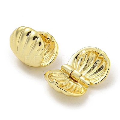 Shell Shape Brass Hoop Earrings EJEW-L211-011H-G-1