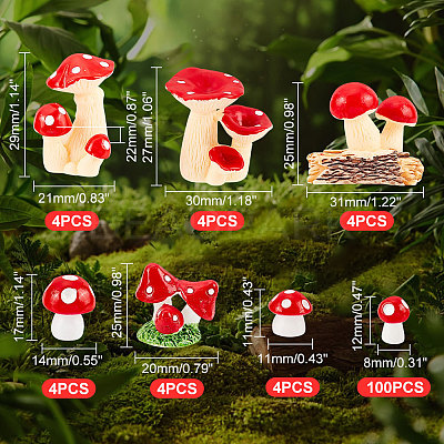 AHADEMAKER 124Pcs 7 Style Mini Resin Figurines DJEW-GA0001-33-1