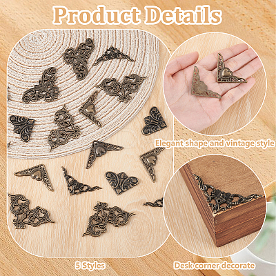 30Pcs 5 Styles Alloy Cabinet Box Corner Protectors FIND-PH0023-90-1