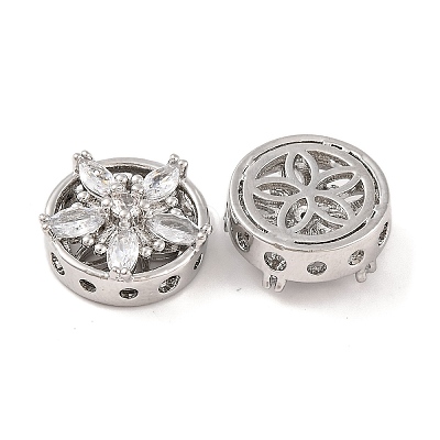 Brass Micro Pave Clear Cubic Zirconia Beads KK-S389-27P-1