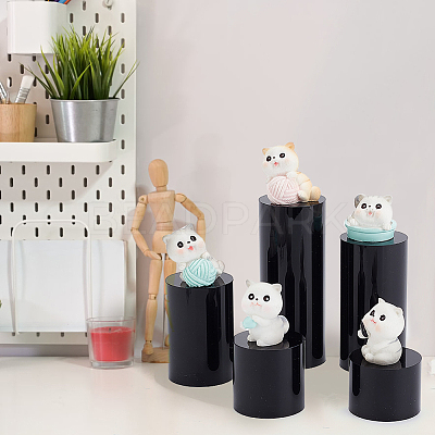 5Pcs 5 Styles Column Opaque Acrylic Jewelry Display Pedestals ODIS-FG0001-63-1