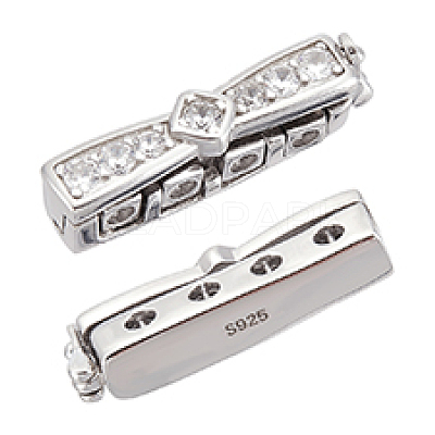 2pcs 925 Sterling Silver Rhinestone Clasps FIND-PH0020-99-1