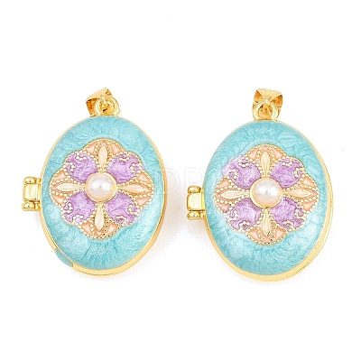 Brass Locket Pendants KK-D232-01G-1