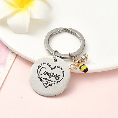 Alloy Rhinestone & 201 Stainless Steel Keychain KEYC-YW00091-05-1
