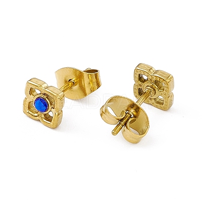 Capri Blue Rhinestone Square Stud Earrings EJEW-P212-25G-1