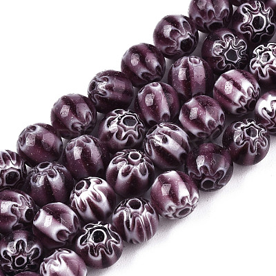 Round Millefiori Glass Beads Strands LK-P001-32-1