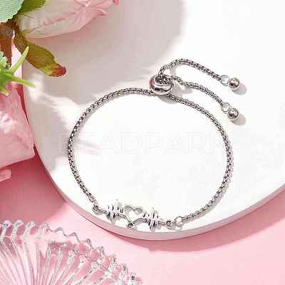 Adjustable 304 Stainless Steel Box Chain Slider Bracelets BJEW-JB10218-1