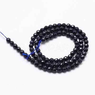 Synthetic Blue Goldstone Beads Strands G-D840-14-6mm-1