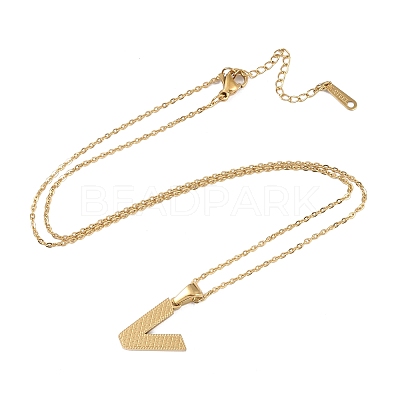 Ion Plating(IP) Initial Letter 304 Stainless Steel Pendant Necklaces NJEW-M199-01G-V-1