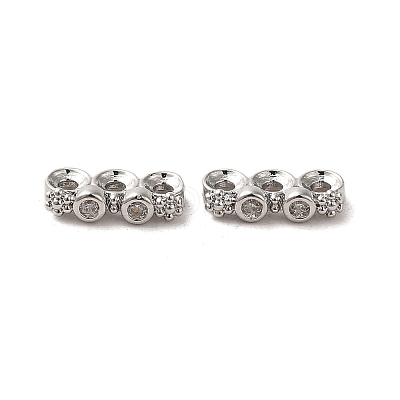 Brass Micro Pave Clear Cubic Zirconia Slide Charms KK-G481-01P-1