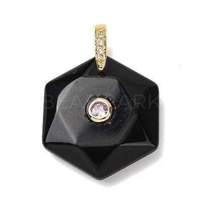Natural Obsidian Faceted Pendants G-B188-03G-01-1