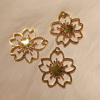 Zinc Alloy Open Back Bezel Pendants PALLOY-F242-01G-1