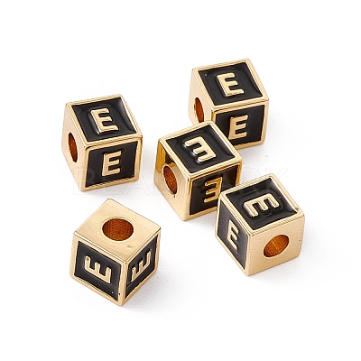 Rack Plating Brass Enamel Beads KK-B060-04G-01E-1
