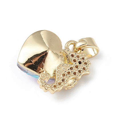 Real 18K Gold Plated Rack Plating Brass Micro Pave Cubic Zirconia Pendants KK-C015-02G-06-1