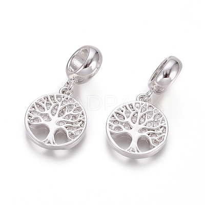 Brass Micro Pave Clear Cubic Zirconia European Dangle Charms OPDL-L016-05P-1
