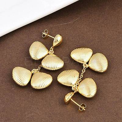 304 Stainless Steel Dangle Stud Earrings EJEW-P325-05B-G-1