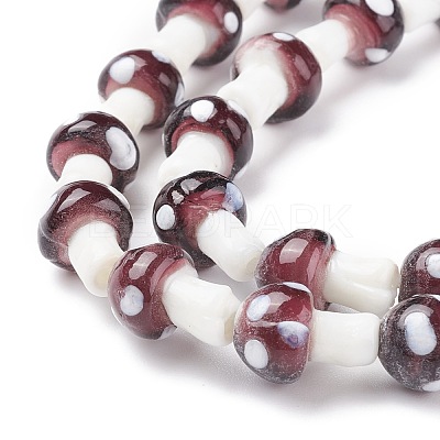 Mushroom Handmade Lampwork Beads Strands X-LAMP-R116-10-1