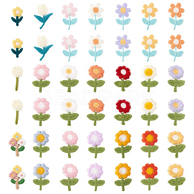 42Pcs 21 Styles Flower Computerized Embroidery Cloth Patches PATC-TA0001-27-1