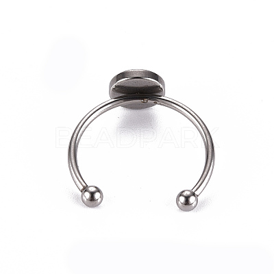 Tarnish Resistant 201 Stainless Steel Cuff Pad Ring Settings STAS-S080-042B-P-1