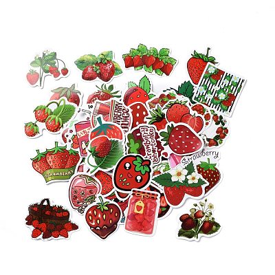 Cartoon Strawberry Paper Stickers Set DIY-G066-16-1