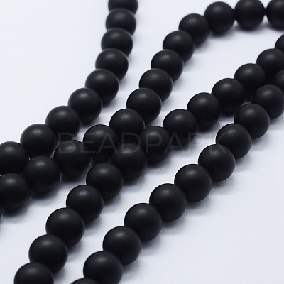 Natural Black Agate Beads Strands G-P369-04-8mm-1
