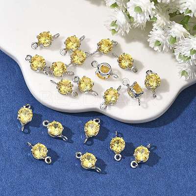 SHEGRACE Brass Pave Cubic Zirconia Flat Round Connector Charms XGRQ2O832-435C-P-1
