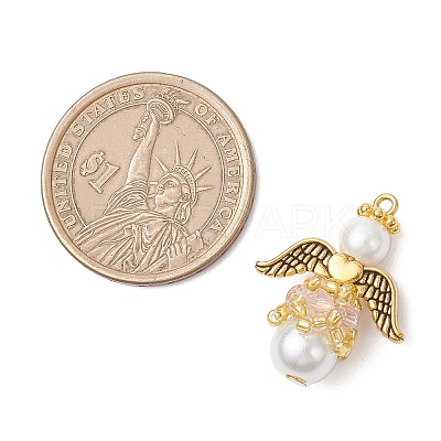 Pearlized Glass Pearl & Glass Pendants PALLOY-MZ00978-07-1
