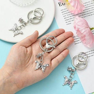 Alloy Rhineston and ABS Plastic Pearl Keychain KEYC-YW00028-01-1