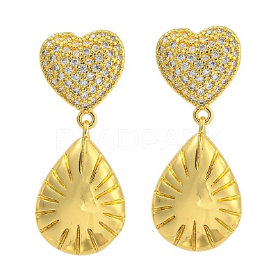 Rack Plating Brass Micro Pave Clear Cubic Zirconia Stud Earrings EJEW-I313-15D-G-1