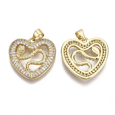 Brass Micro Pave Clear Cubic Zirconia Pendants ZIRC-N039-062-NF-1