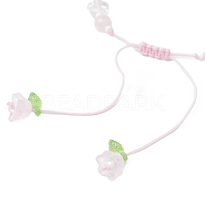 Natural Rose Quartz Beads Braided Bead Bracelets BJEW-MZ00167-05-1
