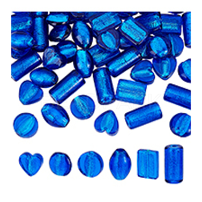 60Pcs 6 Styles Handmade Silver Foil Lampwork Beads FOIL-PH0001-01-1