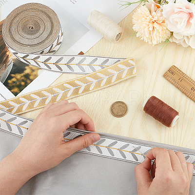 12M Polyester Jacquard Leaf Ribbon OCOR-OC0001-46C-1